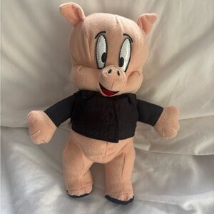 Warner Bros. Looney Tunes 9” Porky 1993 Pig Plush with Black Jacket